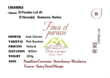 Load image into Gallery viewer, Colombia-El Paraiso El Naranjal Pink Bourbon Natural