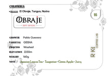 Load image into Gallery viewer, Colombia-El Obraje Geisha Washed