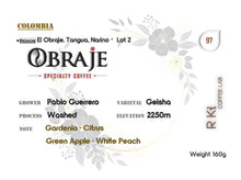 이미지를 갤러리 뷰어에 로드 , Colombia-El OBRAJE Geisha Washed Lot 2