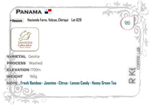 Load image into Gallery viewer, Panama-Janson Farm-Lot 829 Geisha Washed 160g