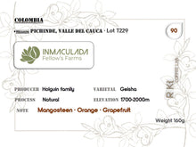 Cargar imagen en el visor de la galería, Colombia-Inmaculada Fellows Farms Geisha Natural Lot T229
