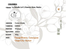 Load image into Gallery viewer, Colombia-La Estrella Farm Geisha Lot 3 Washed Green BEAN 2kg
